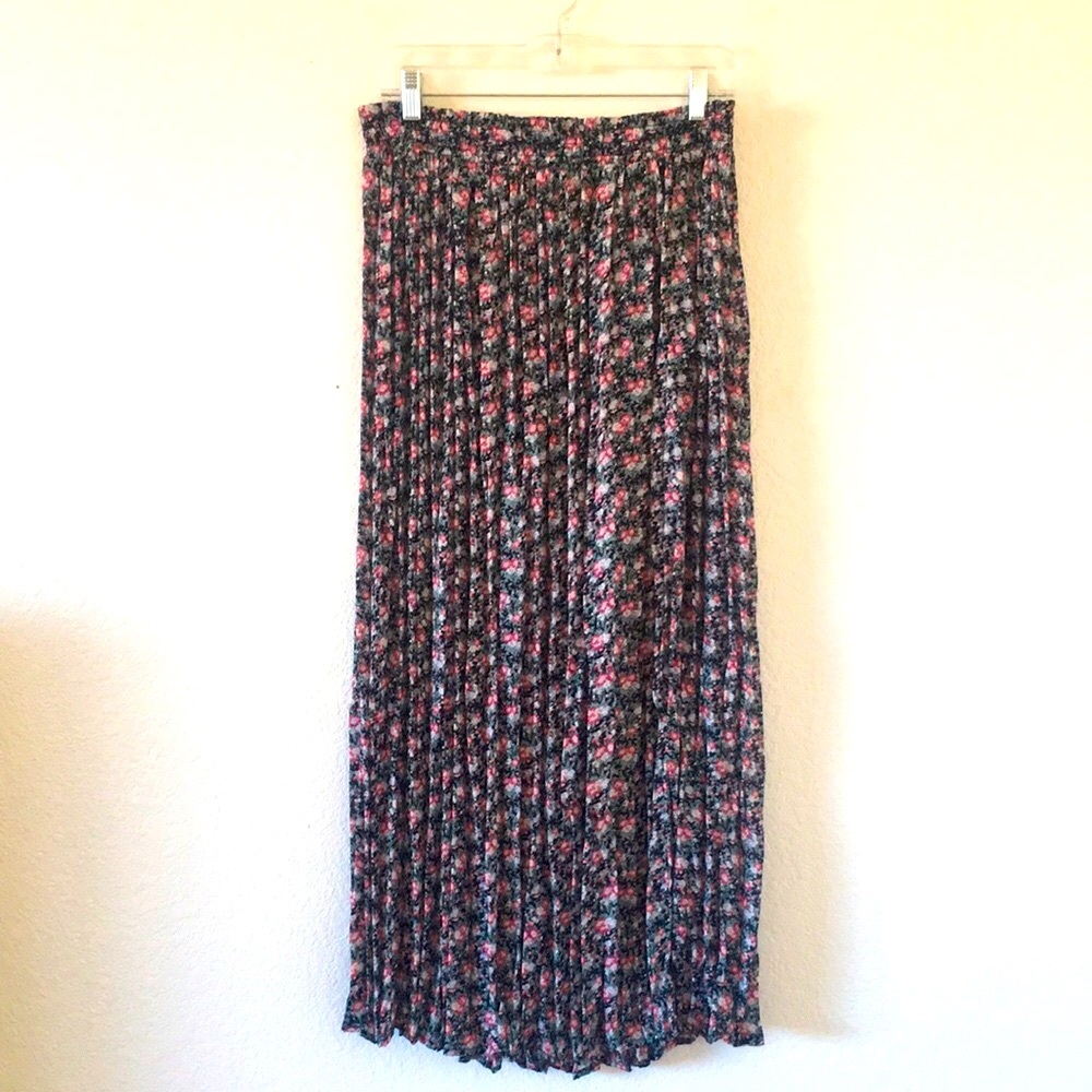 💐VTG floral pleated midi skirt